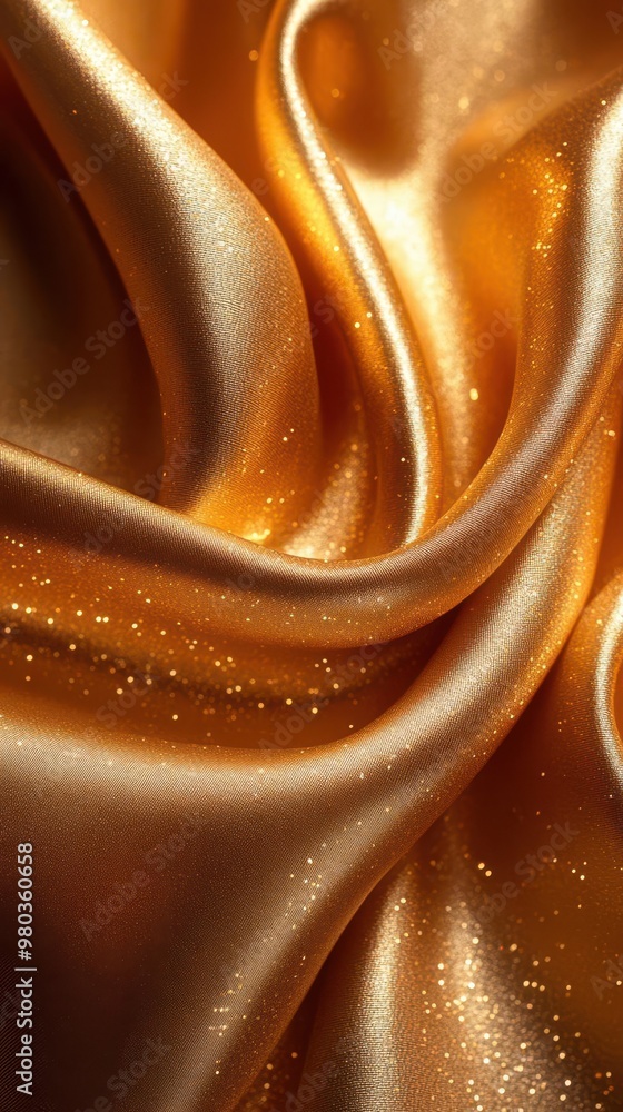 luxurious gold satin fabric background with soft folds and shimmering ...