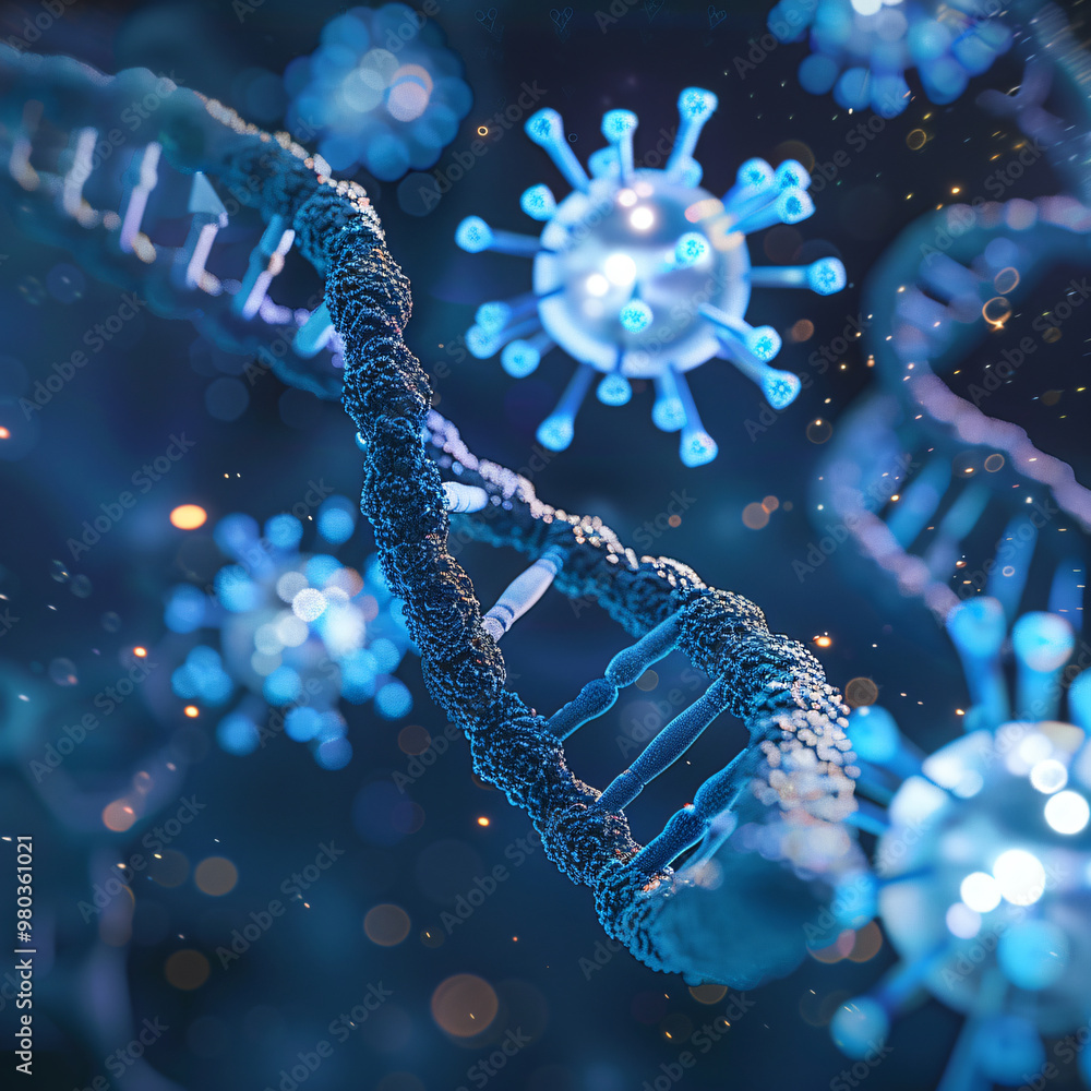medical background with dna strands and virus cells medical background with dna strands and virus cells