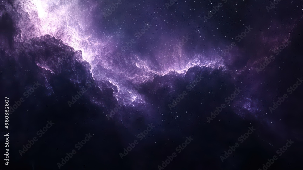 Fototapeta premium Dark Space Nebula Wallpaper. A deep space scene with a dark nebula and distant stars.