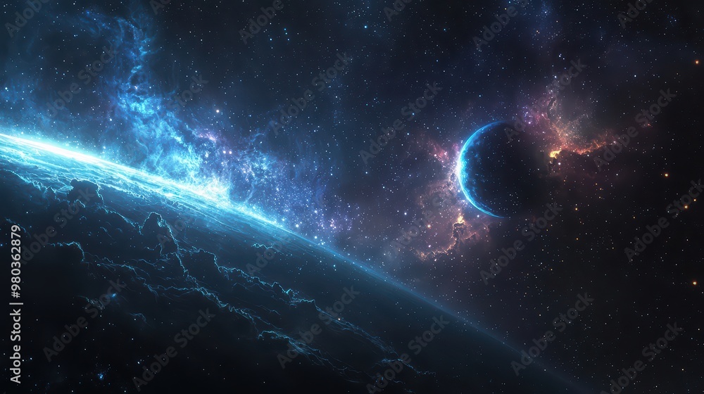Obraz premium Dark Space Nebula Wallpaper. A deep space scene with a dark nebula and distant stars.