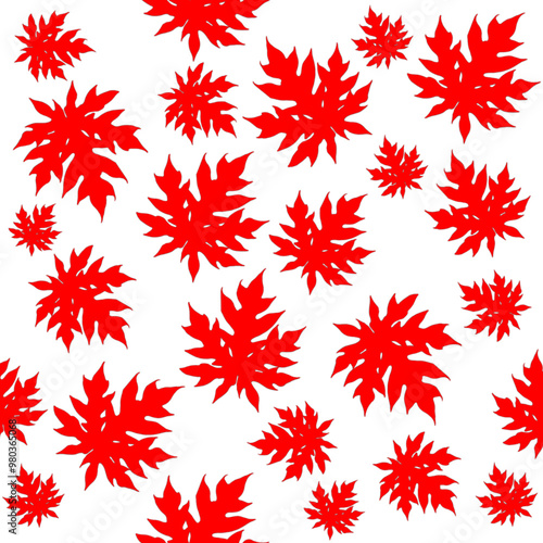 seamless pattern with red leafs 
