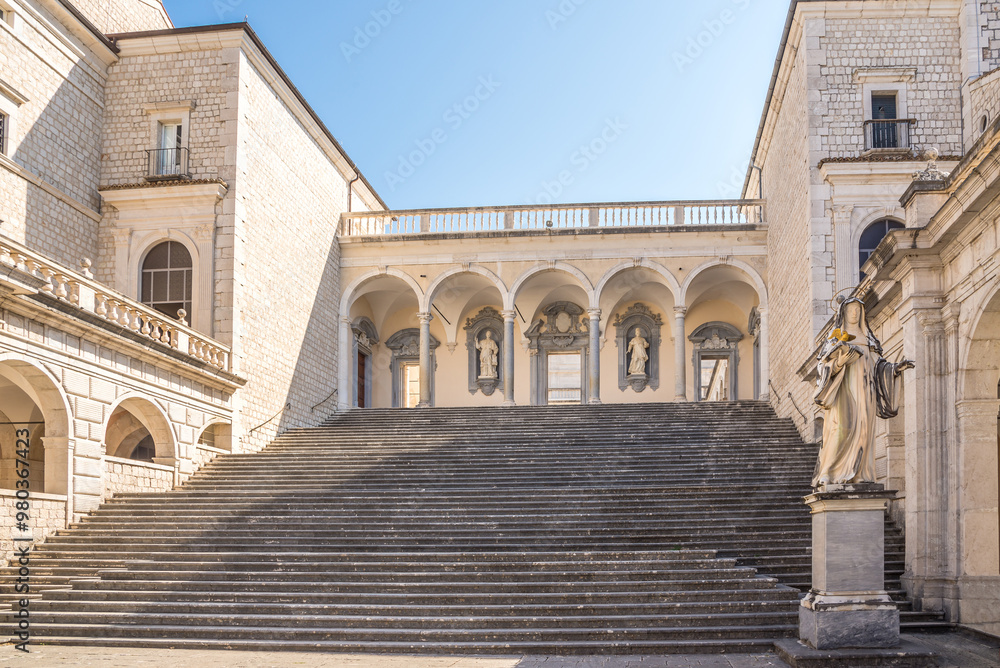 Fototapeta premium View at the Courtyard of Montecassino Abbey - Italy