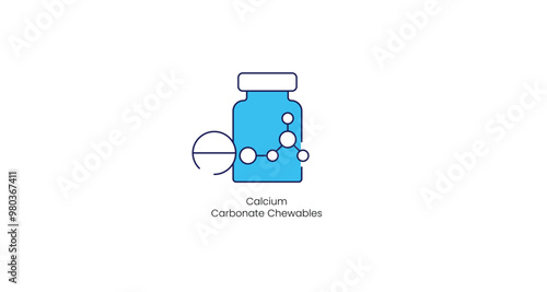 Calcium Carbonate Chewable Vector Icon for Bone Health Supplements