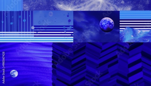 blue abstract background with moon