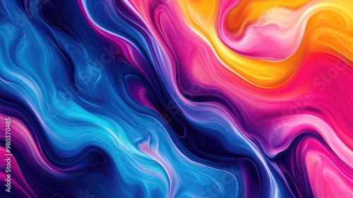 Beautiful and colorful abstract organic wallpaper with fluid shapes and bold hues, creating a dynamic and vibrant background design (Generative AI)