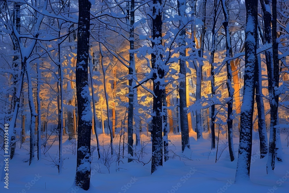 Snow in Winter with Trees, Winter landscape Snowy Snow in Winter with Trees, Winter landscape Snowy