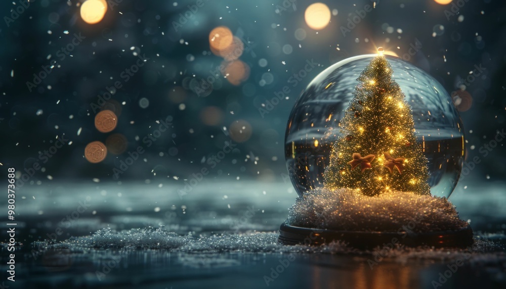 Magical Wintry Scene Captured in a Glass Snow Globe Magical Wintry Scene Captured in a Glass Snow Globe