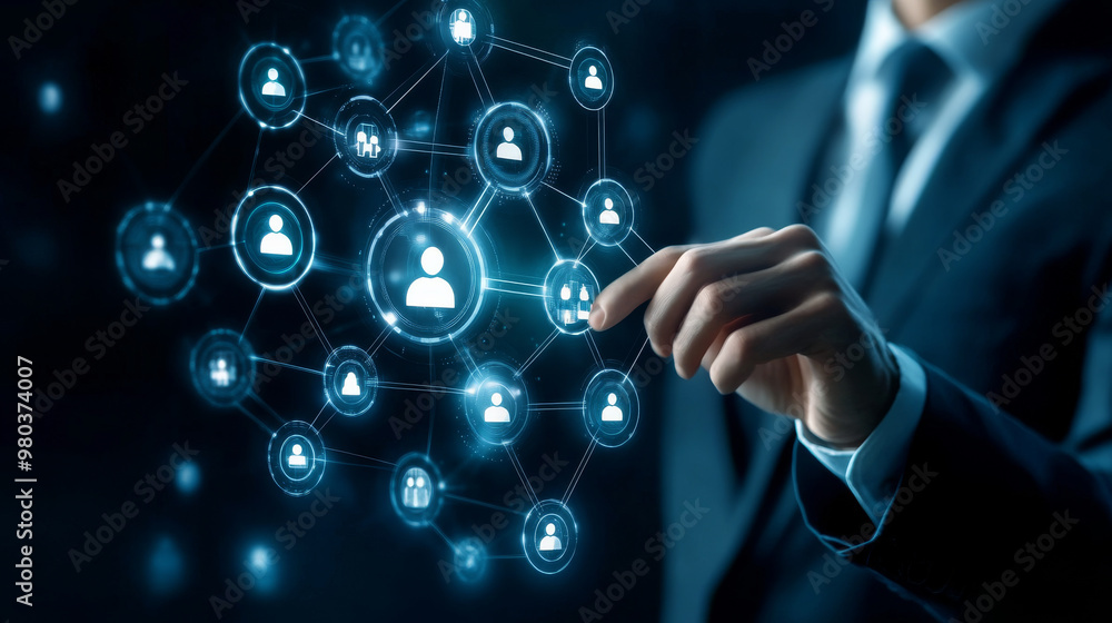 AI recruiting technology concept. Leveraging artificial intelligence in the talent acquisition process. A robot selecting candidates for hiring. HR technology ecosystem strategies for human resource . AI recruiting technology concept. Leveraging artificial intelligence in the talent acquisition process. A robot selecting candidates for hiring. HR technology ecosystem strategies for human resource .