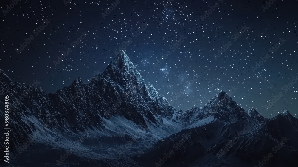 Shadowy Mountain Peaks Wallpaper. Dark mountain peaks under a starry sky. Shadowy Mountain Peaks Wallpaper. Dark mountain peaks under a starry sky.