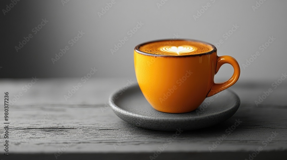 Obraz premium Espresso shot in a minimalist setting, solid gray background