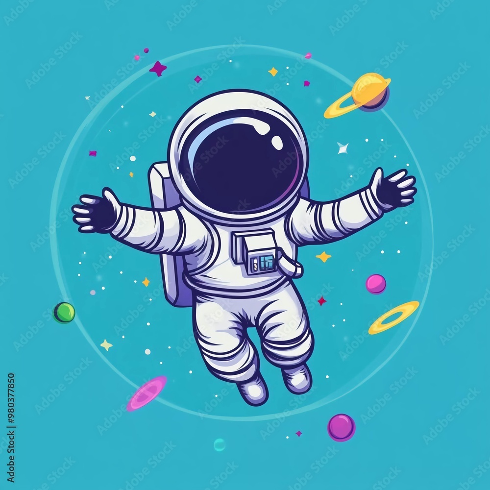 Cute Astronaut Floating in Outer Space cute Cartoon Vector Illustration Cute Astronaut Floating in Outer Space cute Cartoon Vector Illustration
