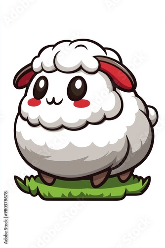 Cute Cartoon Sheep with Big Eyes