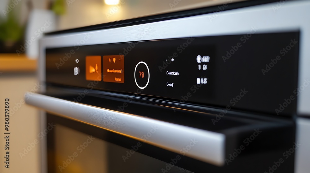 Closeup of a Modern Oven Control Panel with Digital Display Closeup of a Modern Oven Control Panel with Digital Display
