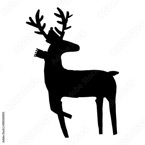 Reindeer silhouette png sticker, transparent background photo