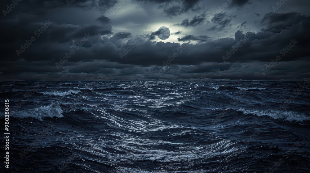 Dark Ocean Waves Wallpaper. Gentle waves of a dark ocean under a cloudy night sky. Dark Ocean Waves Wallpaper. Gentle waves of a dark ocean under a cloudy night sky.