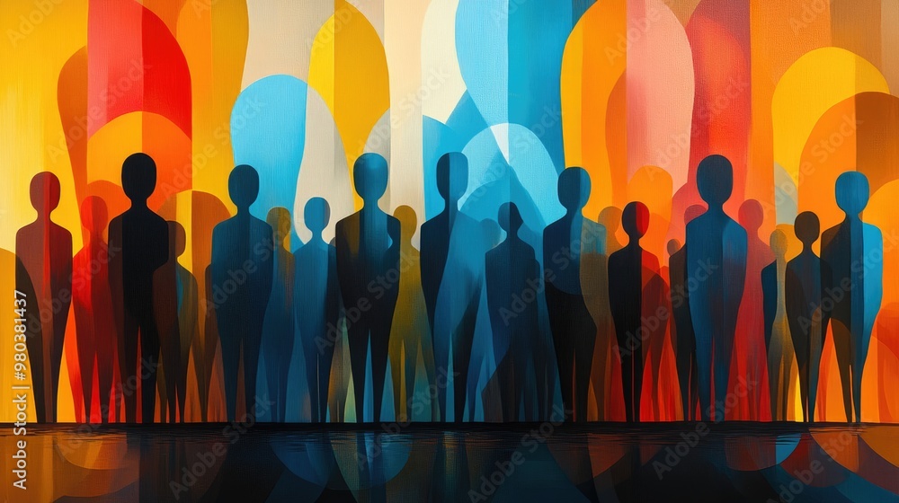 Crowd of people standing together feeling united and strong Crowd of people standing together feeling united and strong