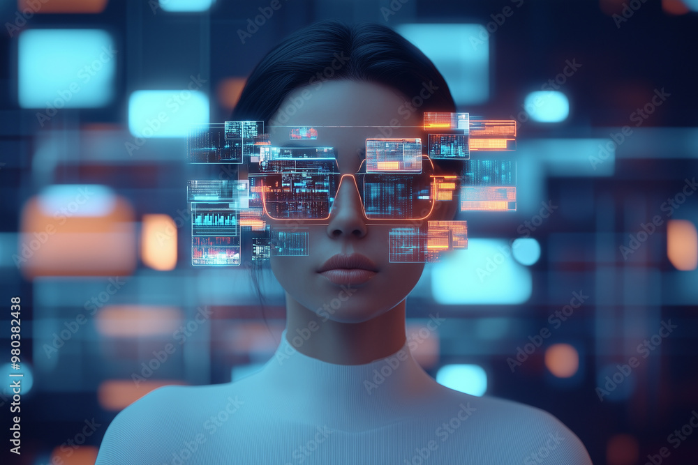 A woman interacts with an advanced digital interface displaying floating data and technology, symbolizing future innovation and artificial intelligence.
A woman interacts with an advanced digital interface displaying floating data and technology, symbolizing future innovation and artificial intelligence.