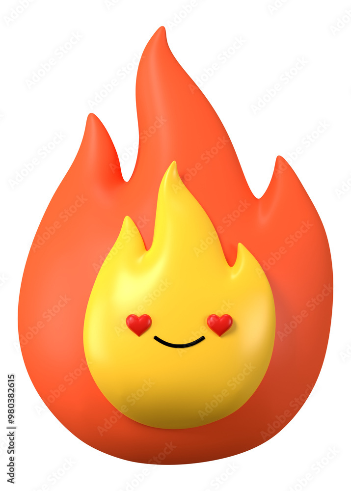 3D flame png in love emoticon, transparent background 3D flame png in love emoticon, transparent background