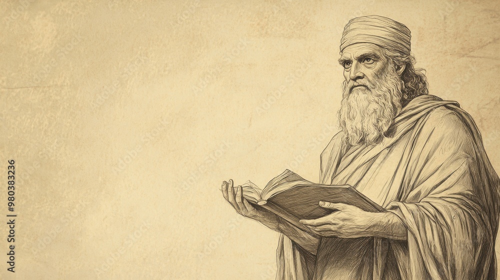 Fototapeta premium The Wisdom of Solomon: Fairly Judging a Difficult Case with Insight and Understanding, 1 Kings Biblical Illustration, Bible Wall Art, Beige Background