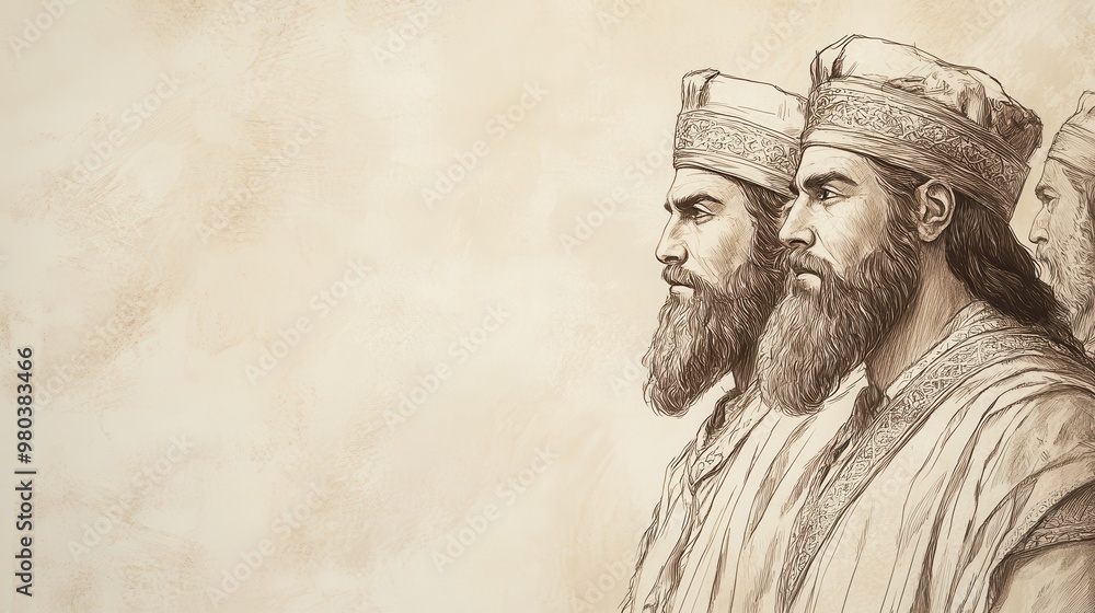 1 Kings Scene: Jehoshaphat Reflecting on Micaiah’s Words After Safely Returning to Judah, Biblical Illustration on Beige Background 1 Kings Scene: Jehoshaphat Reflecting on Micaiah’s Words After Safely Returning to Judah, Biblical Illustration on Beige Background