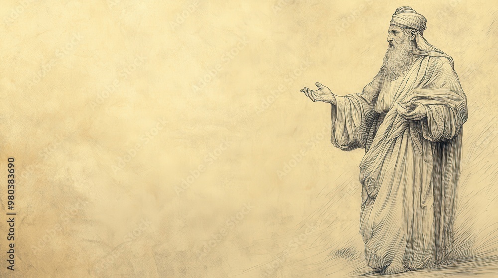 Naklejka premium Uzziah’s Reign in Isolation: Leprosy Forces Him to Rule from a Separate House, 2 Kings Biblical Illustration, Bible Wall Art, Beige Background