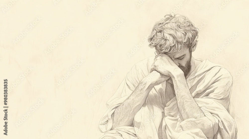 Josiah’s Emotional Reaction to the Book of the Law, Tearing His Clothes in Grief, 2 Kings Biblical Illustration, Bible Wall Art, Beige Background Josiah’s Emotional Reaction to the Book of the Law, Tearing His Clothes in Grief, 2 Kings Biblical Illustration, Bible Wall Art, Beige Background