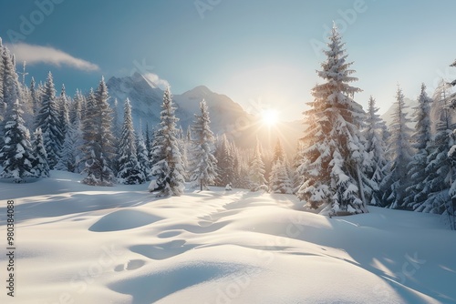 Wallpaper Mural  Snow in Winter with Trees, Winter landscape Snowy Torontodigital.ca