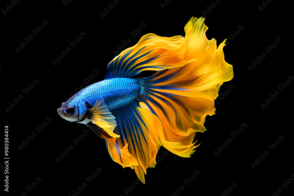 Obraz premium beautiful betta fish swimming on black background