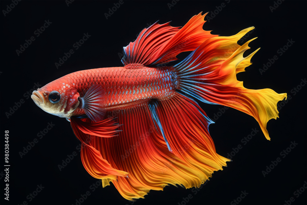 beautiful betta fish swimming on black background beautiful betta fish swimming on black background
