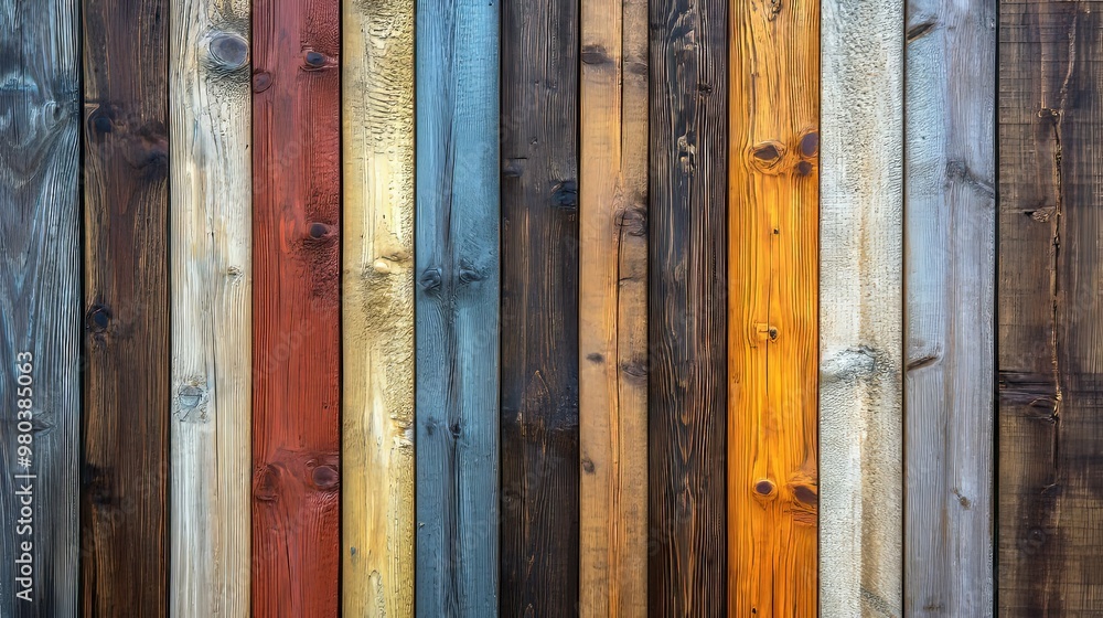 A Wall of Varied Wooden Planks with a Distinctive Grain Pattern A Wall of Varied Wooden Planks with a Distinctive Grain Pattern