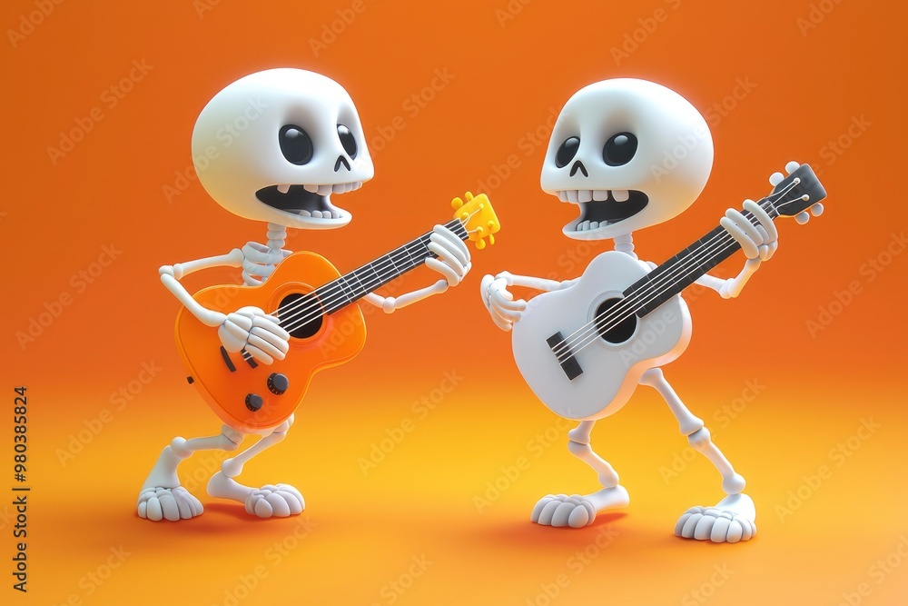 Skeleton Band Playing Guitars Skeleton Band Playing Guitars
