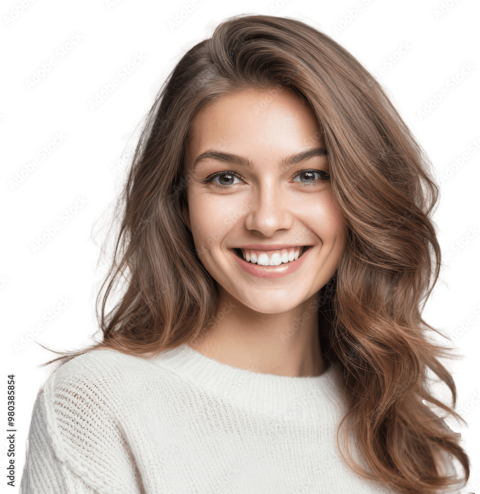 portrait of a smiling woman wearing white sweater isolated on transparent background portrait of a smiling woman wearing white sweater isolated on transparent background