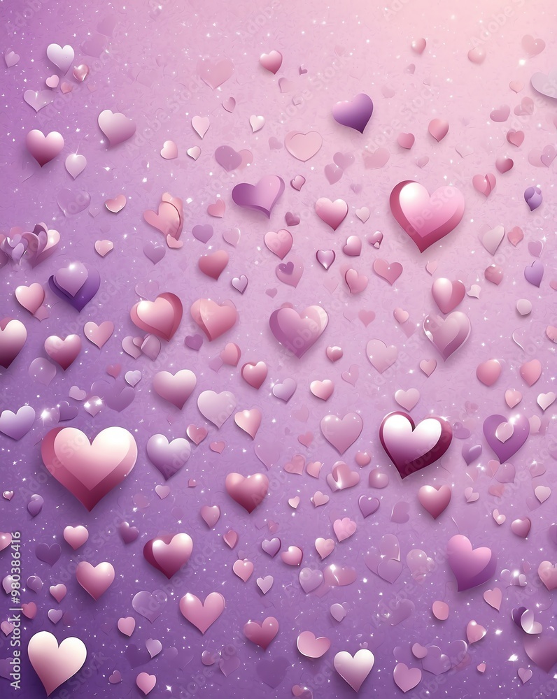 Sparkling hearts with gradient from pale pink to soft purple Sparkling hearts with gradient from pale pink to soft purple