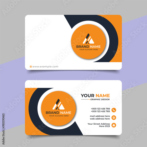 Creative modern yellow business card design  name card corporate visiting card and simple clean template vector design