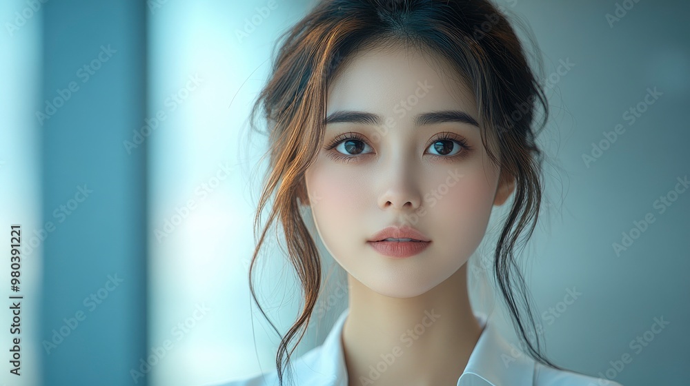 Young Asian Woman Looking at Camera with a Neutral Expression Young Asian Woman Looking at Camera with a Neutral Expression
