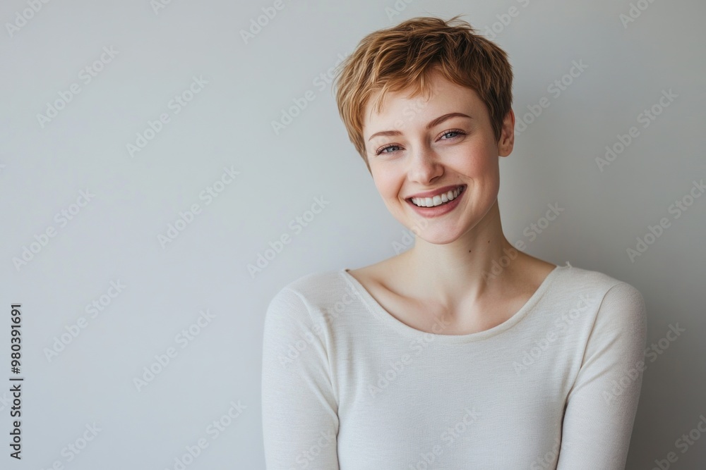 Portrait of a Smiling Young Woman with Short Red Hair Portrait of a Smiling Young Woman with Short Red Hair