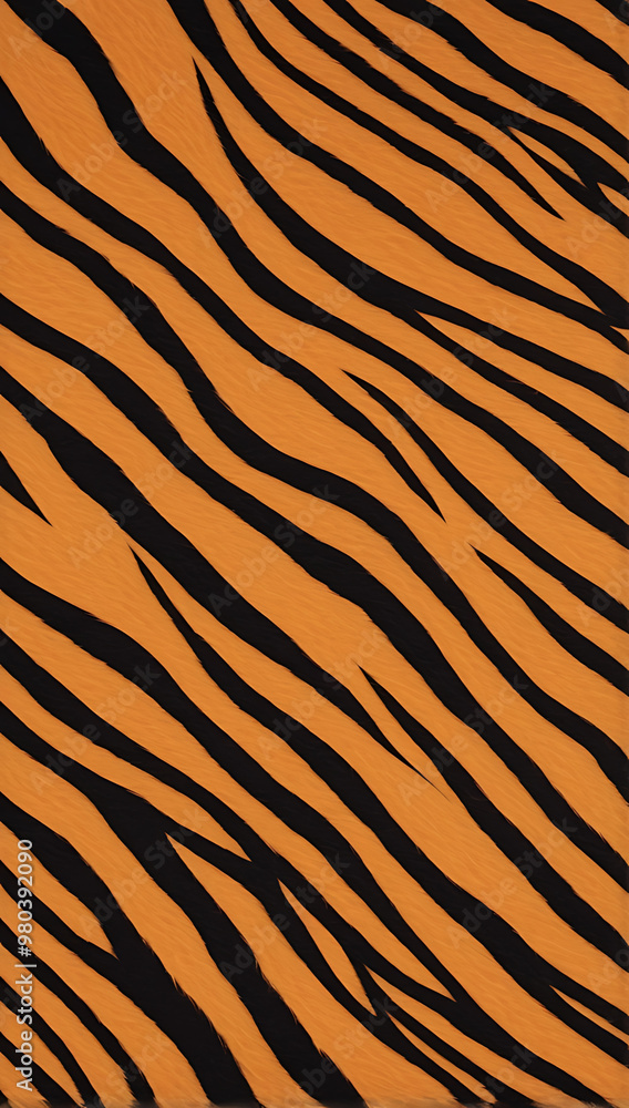 Fototapeta premium A bold illustration of tiger fur in an extreme close-up shot, capturing the vibrant orange and black stripes, perfect for seamless pattern design