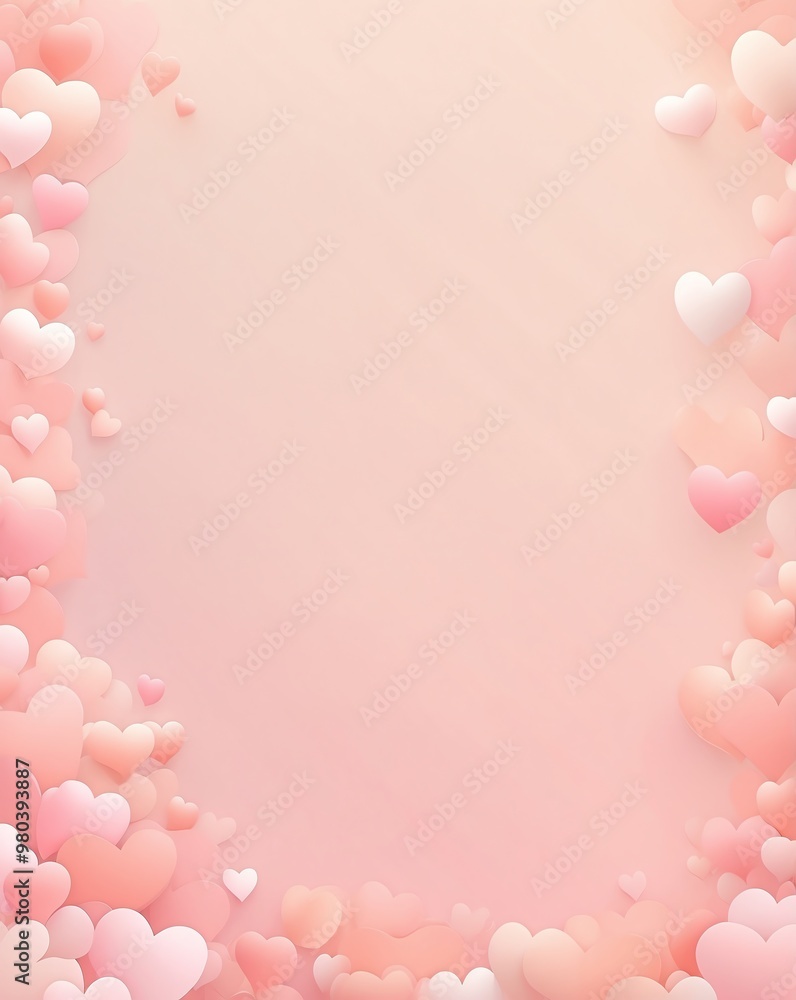 Subtle hearts with pastel pink to pale peach gradient Subtle hearts with pastel pink to pale peach gradient