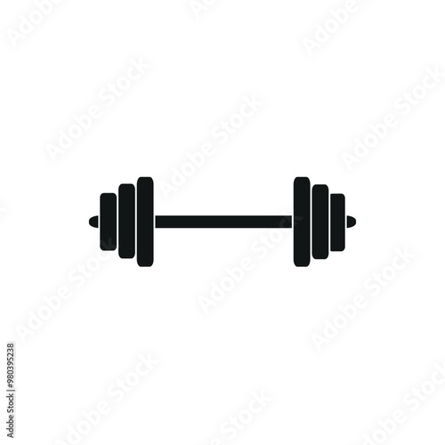 sports equipment icon, barbell, flat vector illustration isolated on a white background