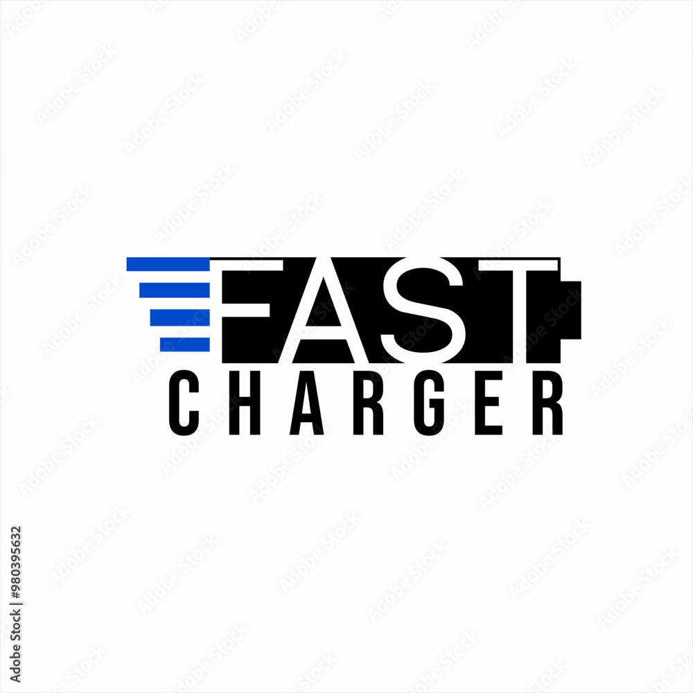 Simple modern fast charger logo text design. Simple modern fast charger logo text design.