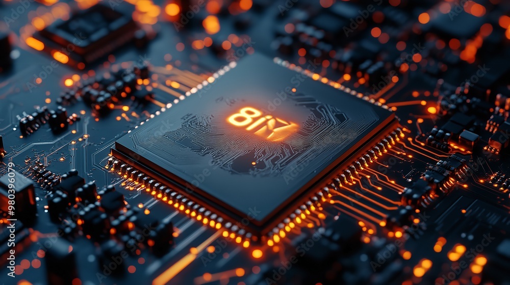 Central Computer Processors CPU concept. Motherboard digital chip.