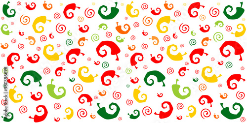 Seamless Chili Pepper wallpaper. Good for textile fabric design, wrapping paper, website wallpapers, textile, wallpaper and apparel. Red spicy chili pepper vegetables  Vector Illustration