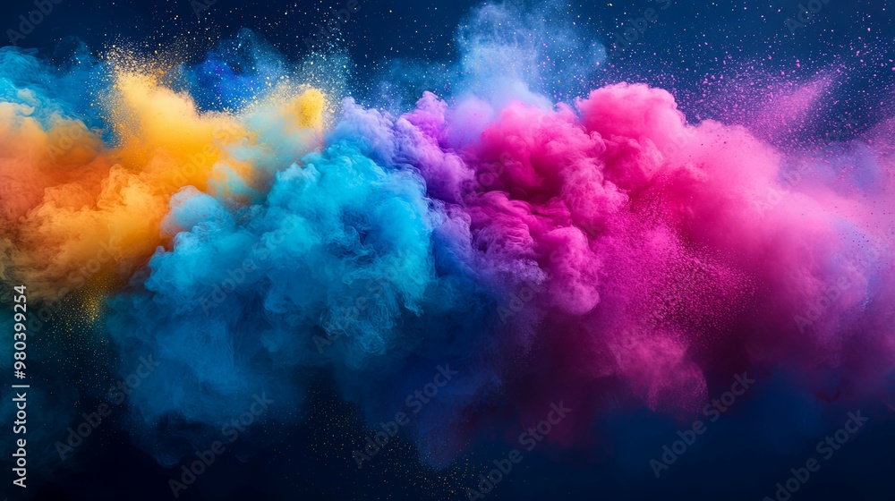 Abstract Colorful Powder Explosion with Blue, Pink, and Yellow Hues Abstract Colorful Powder Explosion with Blue, Pink, and Yellow Hues