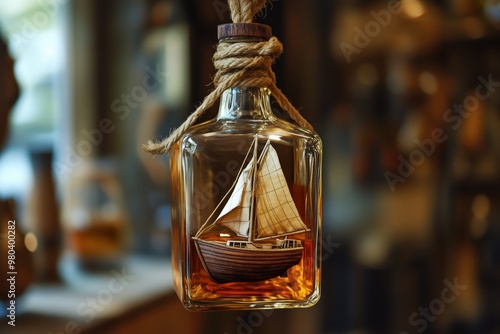 a weighing bottle with a ship inside photo