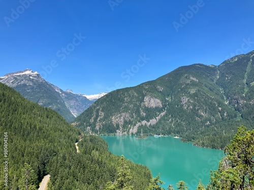 View of the emerald waters of Diable Lake in North Cascades National Park