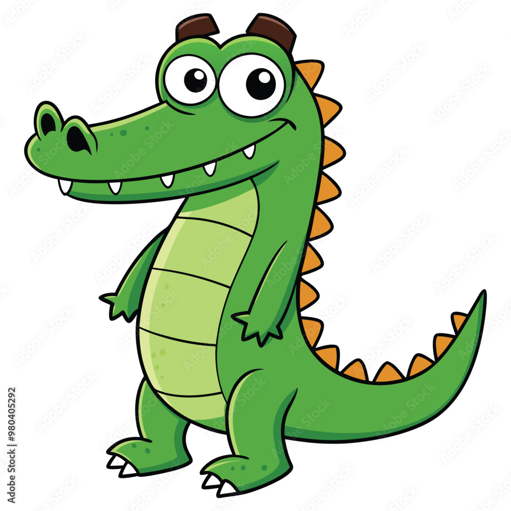 Vector illustration of a green crocodile smiley face isolated on white background Vector illustration of a green crocodile smiley face isolated on white background