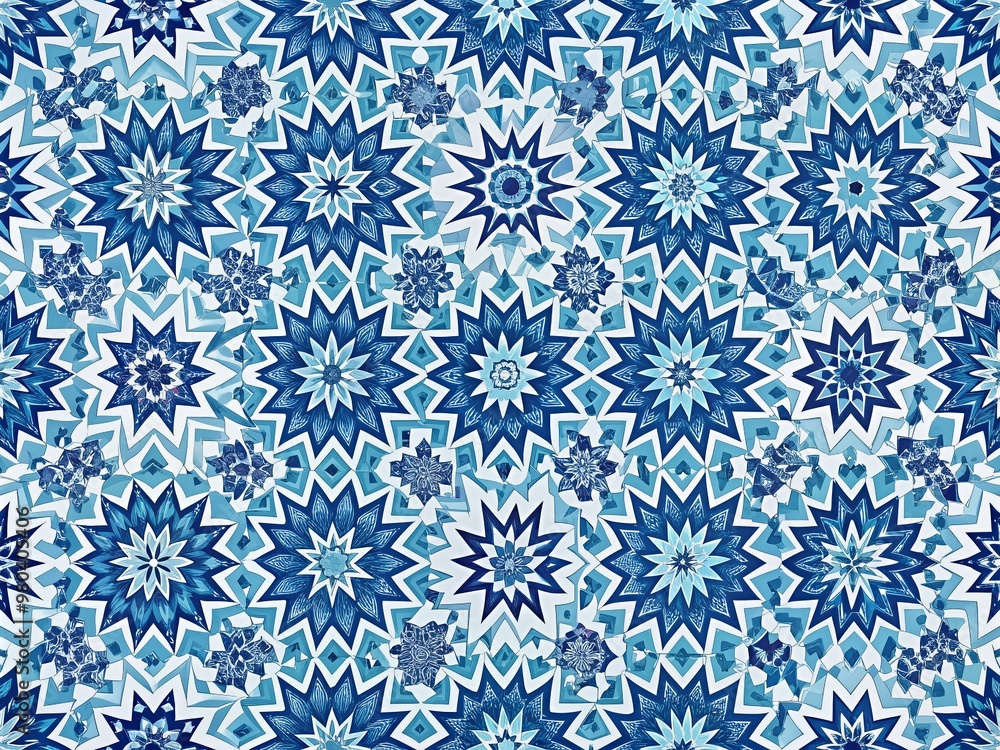 Repeating abstract geometric shapes in shades of blue and white create a dynamic seamless pattern ideal for textiles, wallpaper, and design backgrounds. Repeating abstract geometric shapes in shades of blue and white create a dynamic seamless pattern ideal for textiles, wallpaper, and design backgrounds.