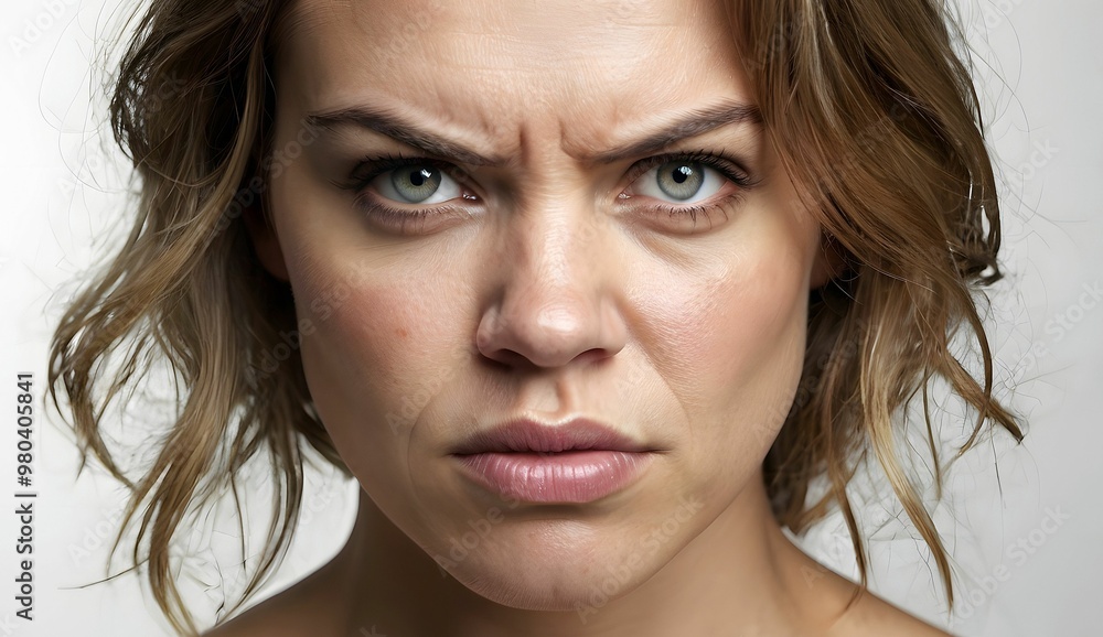 Young woman with anger. Angry female emotion. Strong feeling of annoyance, displeasure or hostility Young woman with anger. Angry female emotion. Strong feeling of annoyance, displeasure or hostility