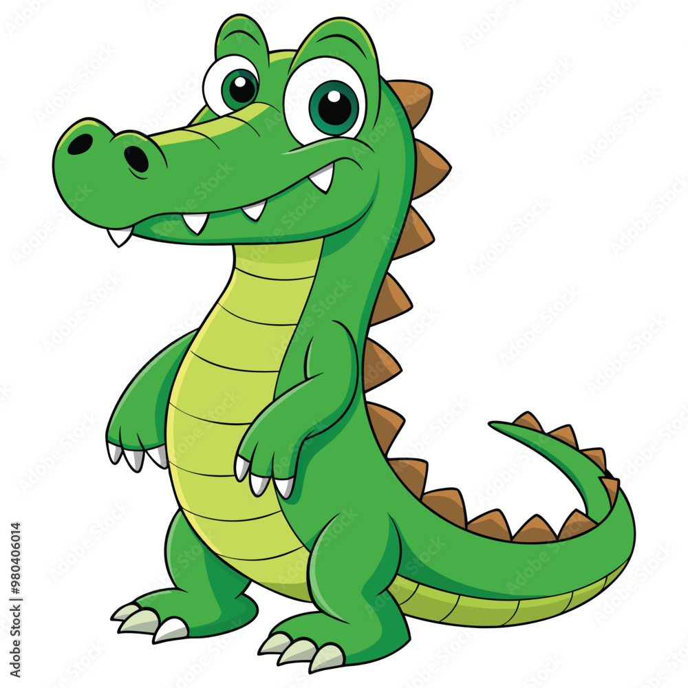 Vector illustration of a green crocodile smiley face isolated on white background Vector illustration of a green crocodile smiley face isolated on white background