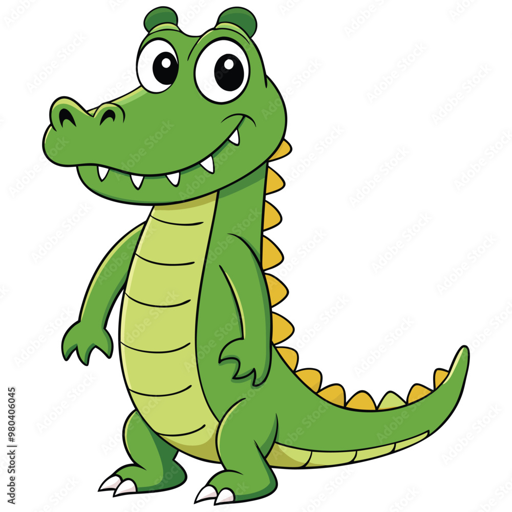 Fototapeta premium Vector illustration of a green crocodile smiley face isolated on white background